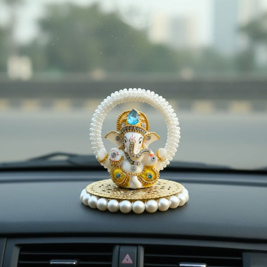 Lord Ganesha Decor For Car Dashboard (Yellow)