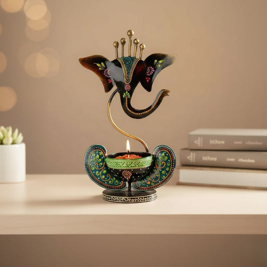 Designer Lord Ganesha Candle or Diya Holder Showpiece