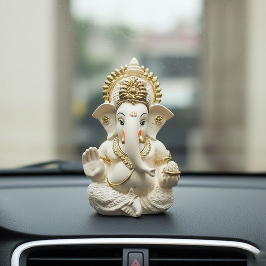 Gold Plated Lord Ganesha Idol (White)